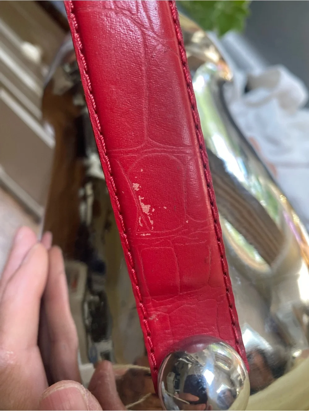 Source Unknown Stainless Steel Pitcher with Red Handle